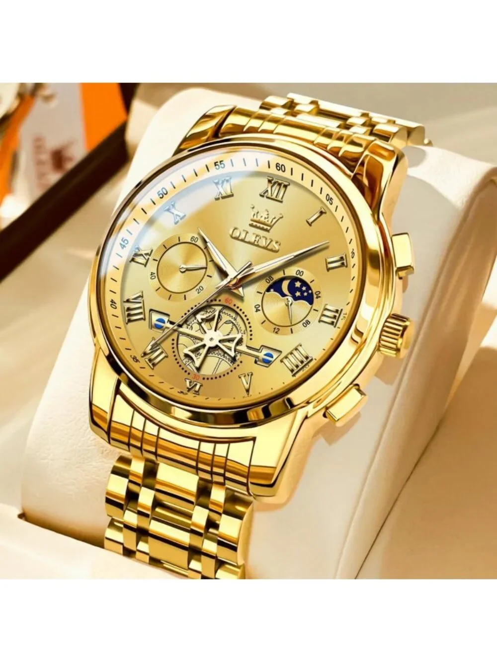 Luxury Waterproof Big Face Stainless Steel Multifunction Men's Watch - Stylish
